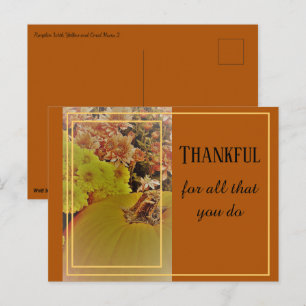 Kürbis mit Chrysanthemen 2 / Dankbar Postkarte