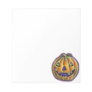 Kürbis mit Grinsen zum Herbst Vintage Halloween Notizblock