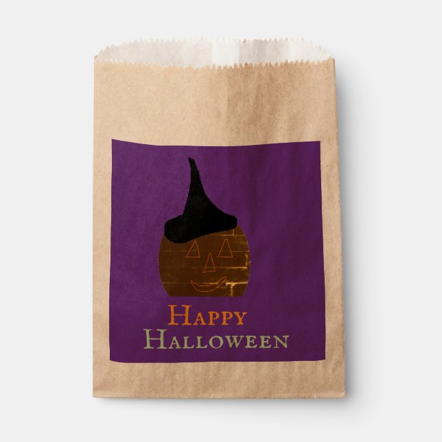 Kürbis mit Hut Gefallen-Tasche Geschenktütchen (Vorderseite)