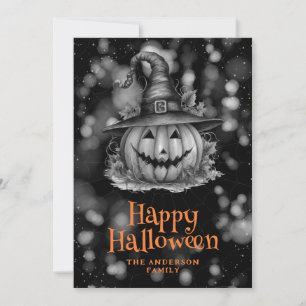 Kürbis mit Hut Gruselige Halloween-Karte Feiertagskarte