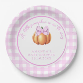 Kürbis mit rosa Bug in Käfig Babydusche Pappteller