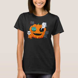 Kürbis-Monster-Katzen Fauler Halloween-Kostüm Süße T-Shirt
