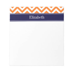 Kürbis Orange Lg Chevron Navy Name Monogramm Notizblock