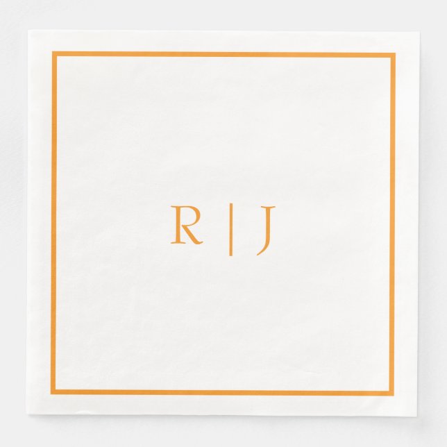 Kürbis Orange Monogramme Herbst Hochzeit Serviette (Vorderseite)