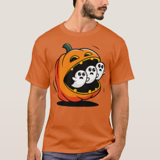 Kürbis PacMan isst Geister T-Shirt