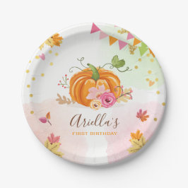 Kürbis-PapierTeller-rosa Goldgeburtstags-Herbst Pappteller