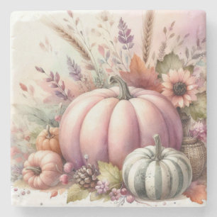 Kürbis pastellfarbene Kürbis Aquarellmalerei Steinuntersetzer