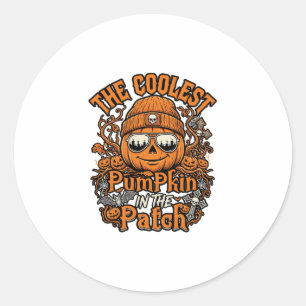 Kürbis-Patch-Halloween-Mütze-Sonnenbrille coolster Runder Aufkleber