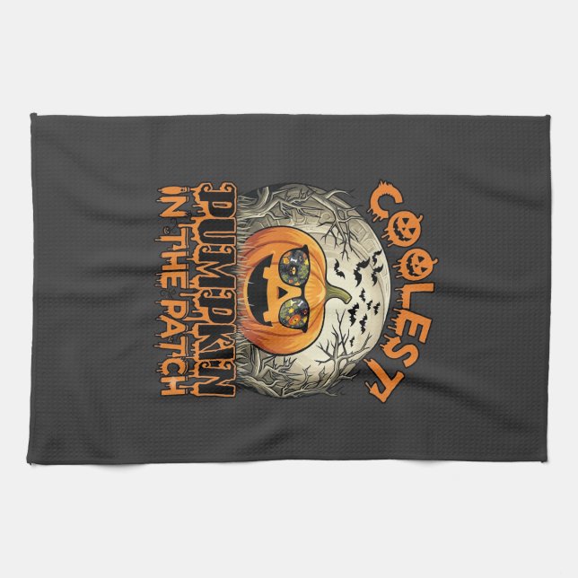 Kürbis-Patch-Halloween-Spooky-Sonnenbrille_ Geschirrtuch (Horizontal)