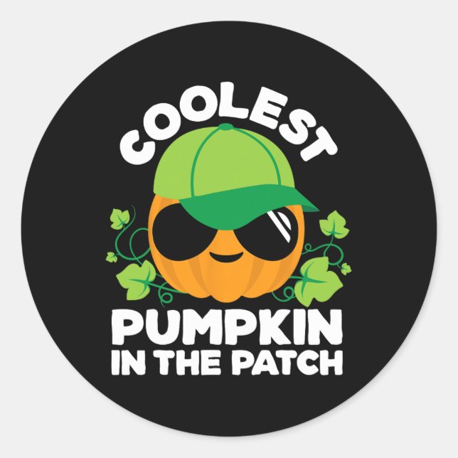 Kürbis-Patch Kinder Jungen oder Mädchen Herbst Coo Runder Aufkleber (Vorderseite)