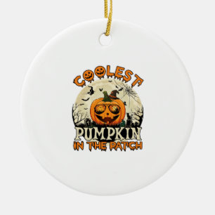 Kürbis-Patch-Sonnenbrille Hexenhut Halloween Keramik Ornament