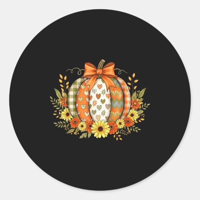 Kürbis-Patchwork-Blume Thanksgiving Herbst  Runder Aufkleber (Vorderseite)