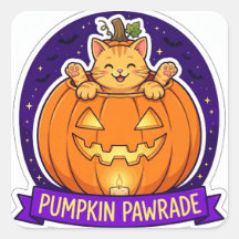 Kürbis-Pawrade-Halloween-Katzen-Aufkleber