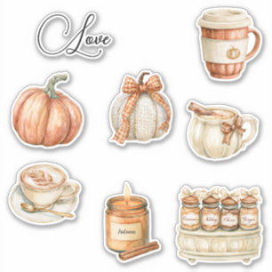 Kürbis-Pfirsich-Latte-Kerze Aufkleber