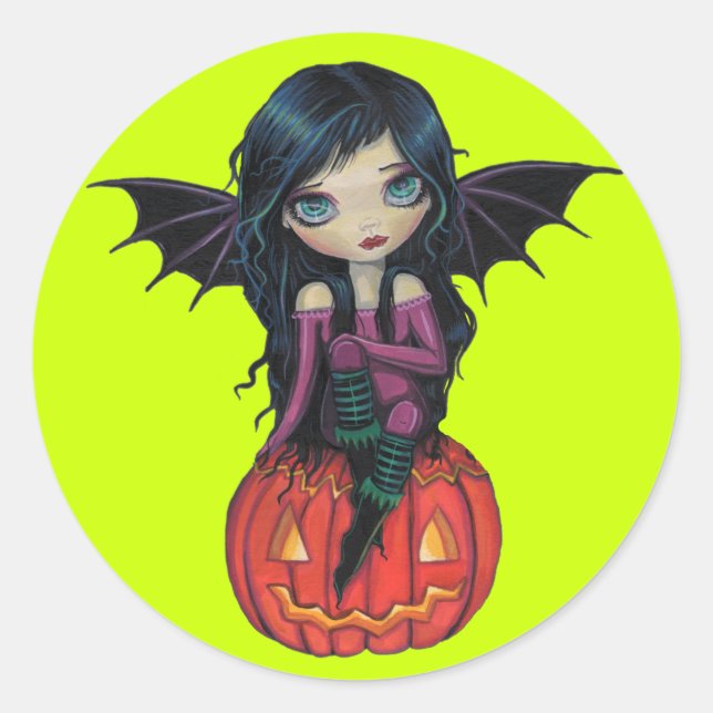 Kürbis Pixie Halloween Aufkleber (Vorderseite)