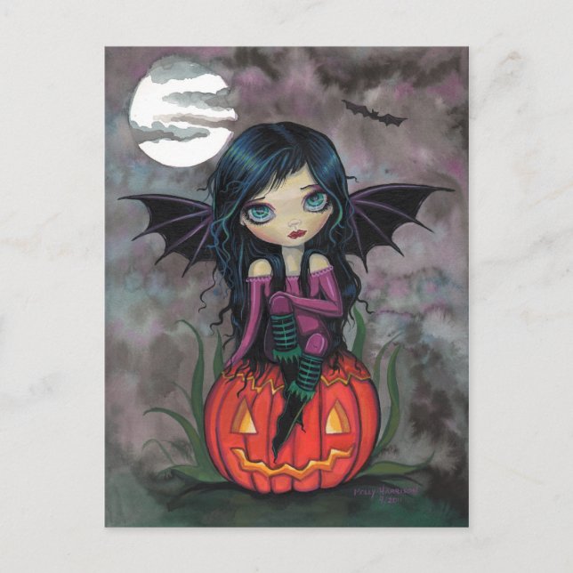 Kürbis-PIxie-Halloween-Postkarte Postkarte (Vorderseite)