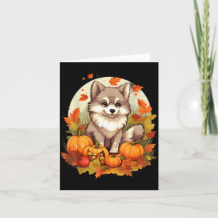 Kürbis Pomsky Hund Halloween Erntedankfest Karte