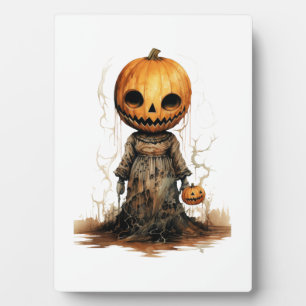 Kürbis-Puppe-Halloween-Aufkleber Fotoplatte