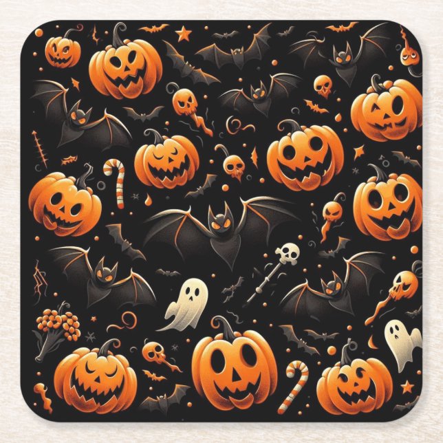 Kürbis Rechteckiger Pappuntersetzer (Vorderseite)