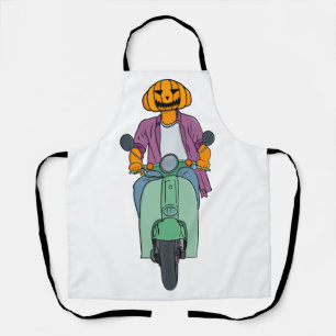 Kürbis-Reiter auf Mint-Scooter Schürze