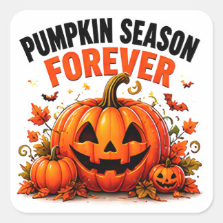 Kürbis-Saison Forever Happy Herbst Halloween Quadratischer Aufkleber