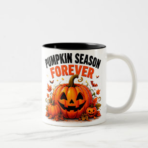Kürbis-Saison Forever Happy Herbst Halloween Zweifarbige Tasse