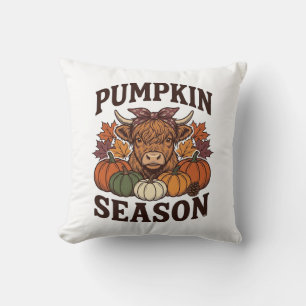 Kürbis-Saison Highland-Kuh Vintage-Herbst-Shirt_1 Kissen