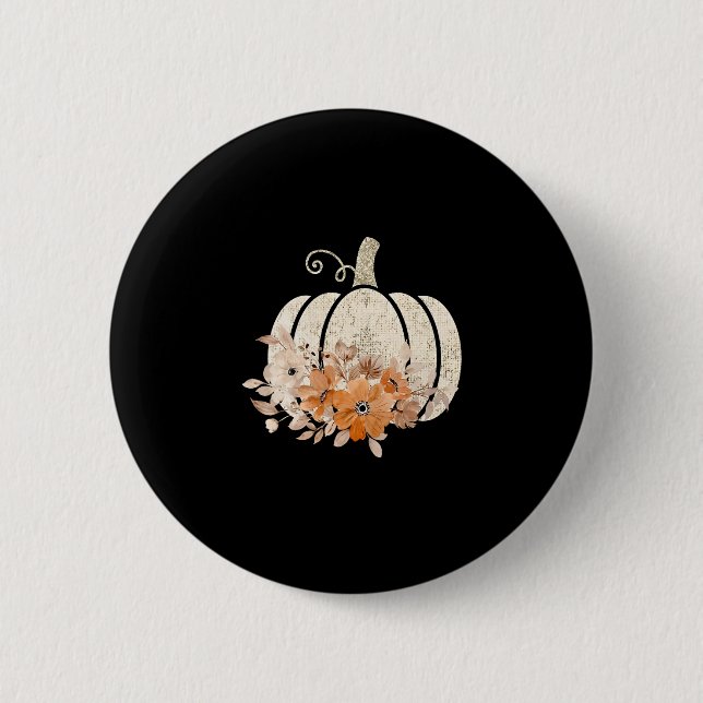 Kürbis-Saison Wildblume Erntedankfest Herbst Button (Vorderseite)