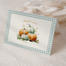 Kürbis Salbei Grün Gingham Herbst-Baby-Party