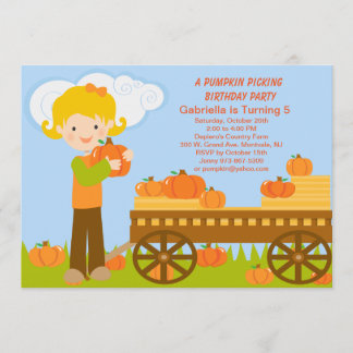 Kürbis-Sammeln-Geburtstags-Party Einladung