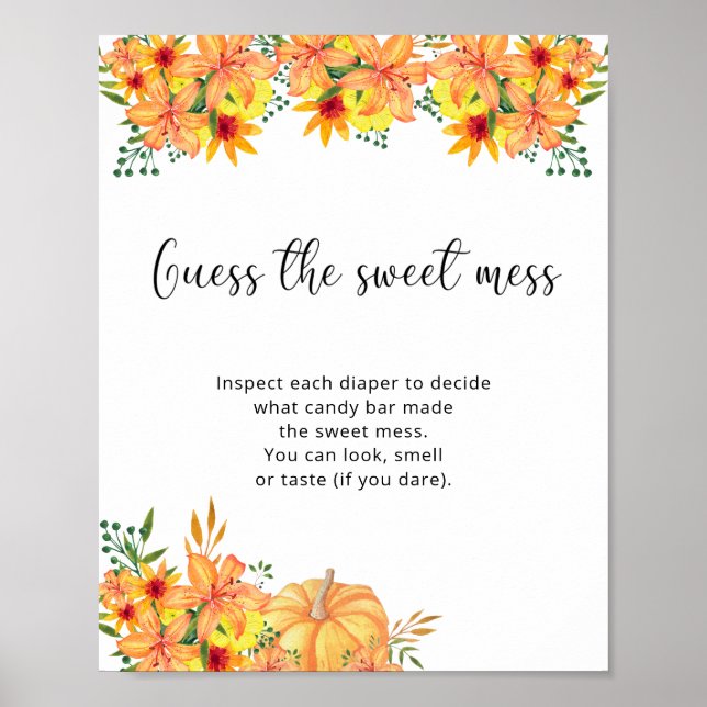 Kürbis schätzen die süße Babydusche Poster (Vorne)