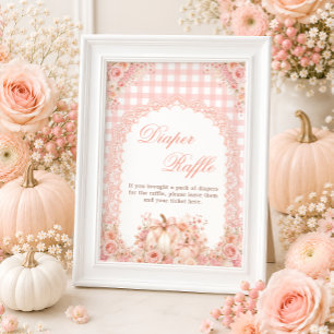 Kürbis-Schleife-Blumen-Windeltaschen-Raffle-Tischs Poster