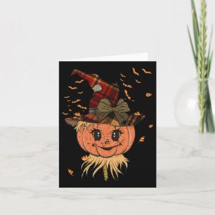 Kürbis-Sense-Kopf und -Hut Herbst Vintage Hallowee Karte