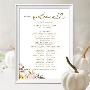 Kürbis-Sonnenblumen-Herbst-Hochzeitsprogramm-Schil Poster