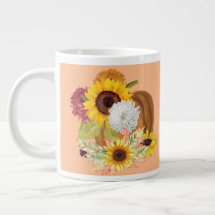 Kürbis, Sonnenblumen und Herbstfarben Jumbo-Tasse