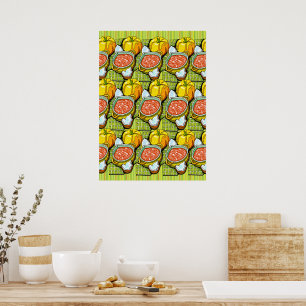 Kürbis, Soße und Streifen Hintergrund Poster