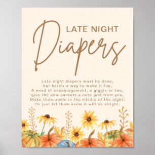 Kürbis-Spät-Nacht-Windeln Baby-Party-Spiel Poster