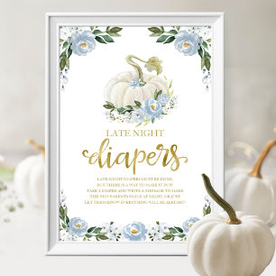 Kürbis-Spät-Nacht-Windeln-Baby-Party-Spiel-Schild Poster