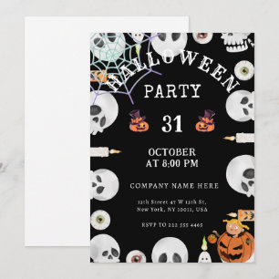 Kürbis   Spider Web Halloween Office Party Black Einladung