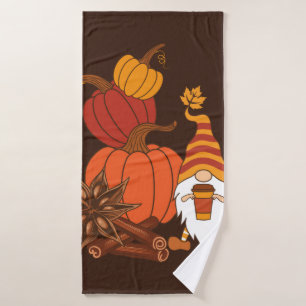 Kürbis, Sternanis, Zimtsticks, Herbstsprung Badehandtuch