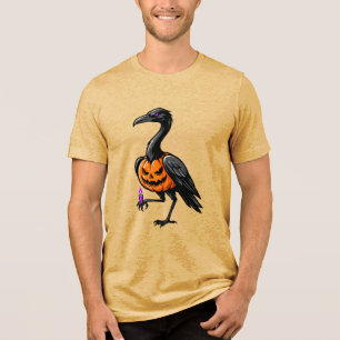 Kürbis-Storch-Vogel-Shirt Halloween Jack O Lantern Tri-Blend Shirt