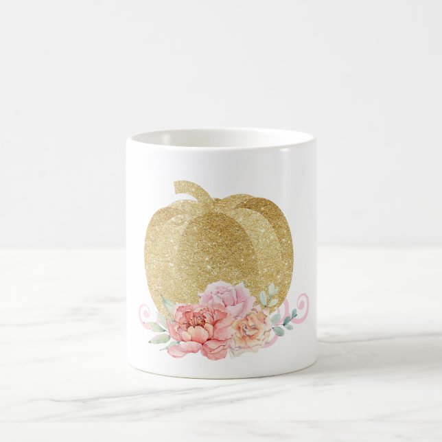 Kürbis-Tasse, Rosa und GoldTasse Kaffeetasse (Mittel)