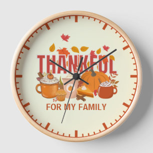 Kürbis Thanksgiving DANKEBAR FÜR MEINE FAMILIE Uhr