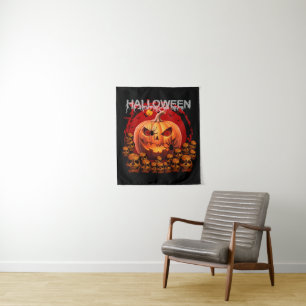KÜRBIS TOTENKÖPFE SKELETT HALLOWEEN  WANDTEPPICH