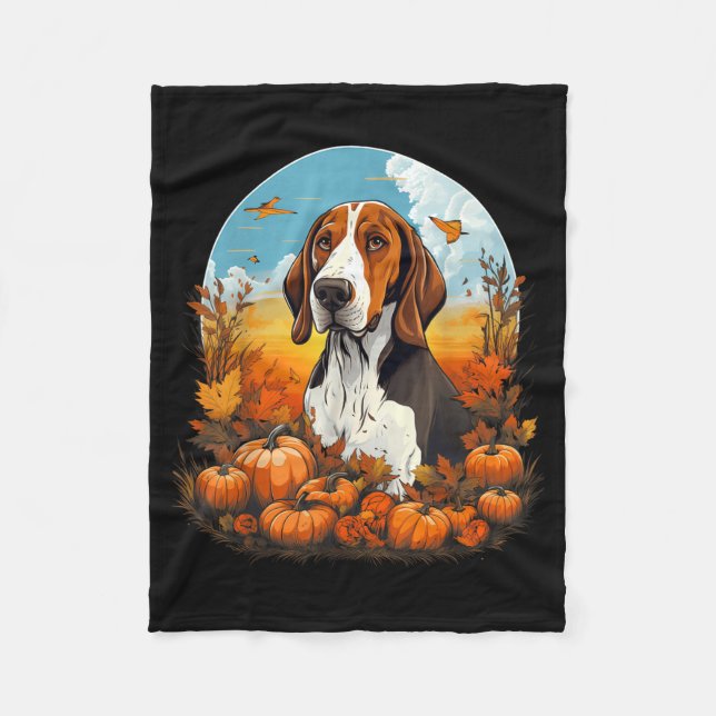 Kürbis Treeing Walker Coonhound Hund Halloween Fleecedecke (Vorderseite)