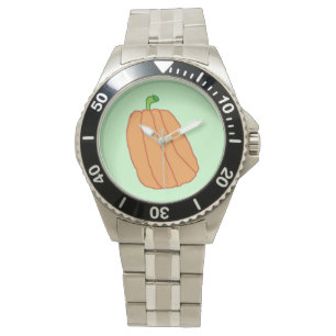 Kürbis-Uhr im Cartoon-Stil Armbanduhr