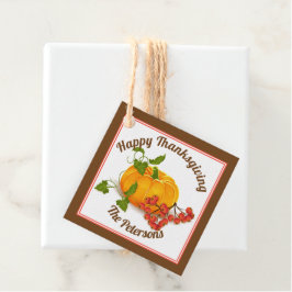 Kürbis und Beeren brauner Fall Glückwunsch Ernteda Geschenkanhänger