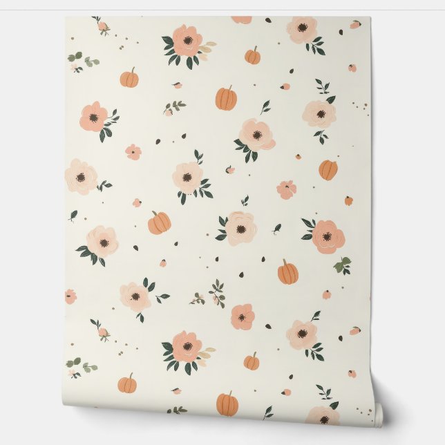 Kürbis und Blume Tapete (Abrollen)