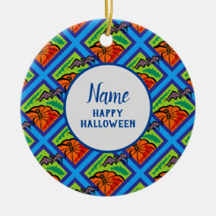 Kürbis und Fledermäuse, Name, Halloween, ZSG Keramik Ornament