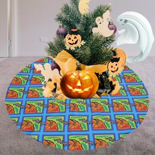 Kürbis und Fledermäuse, Name, Halloween, ZSG Polyester Weihnachtsbaumdecke